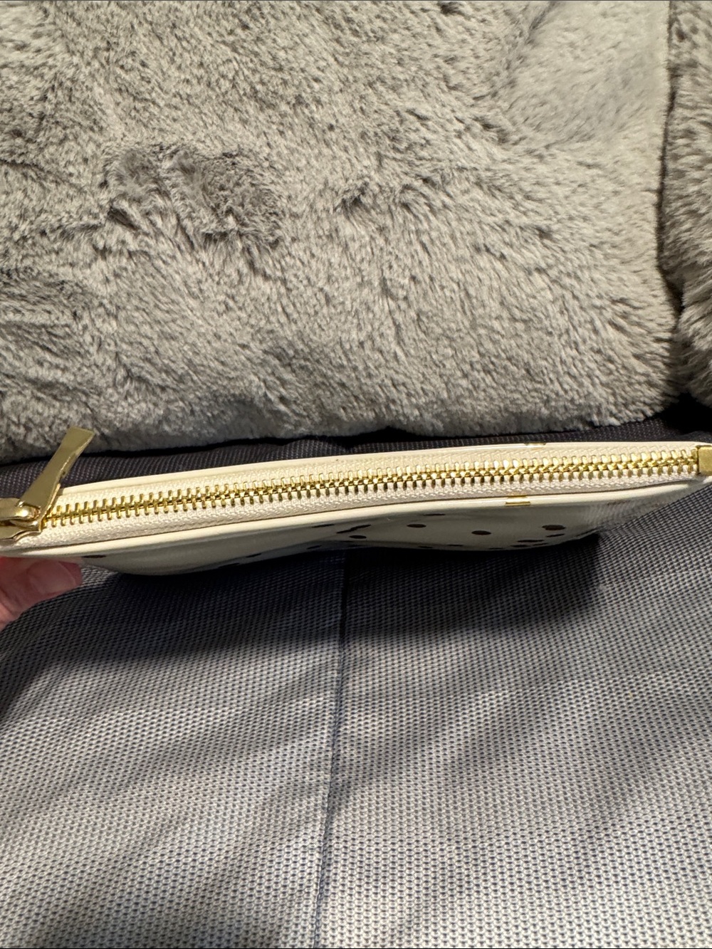 kate spade White Leather Confetti Clutch with Gold Dots - Picture 3 of 6